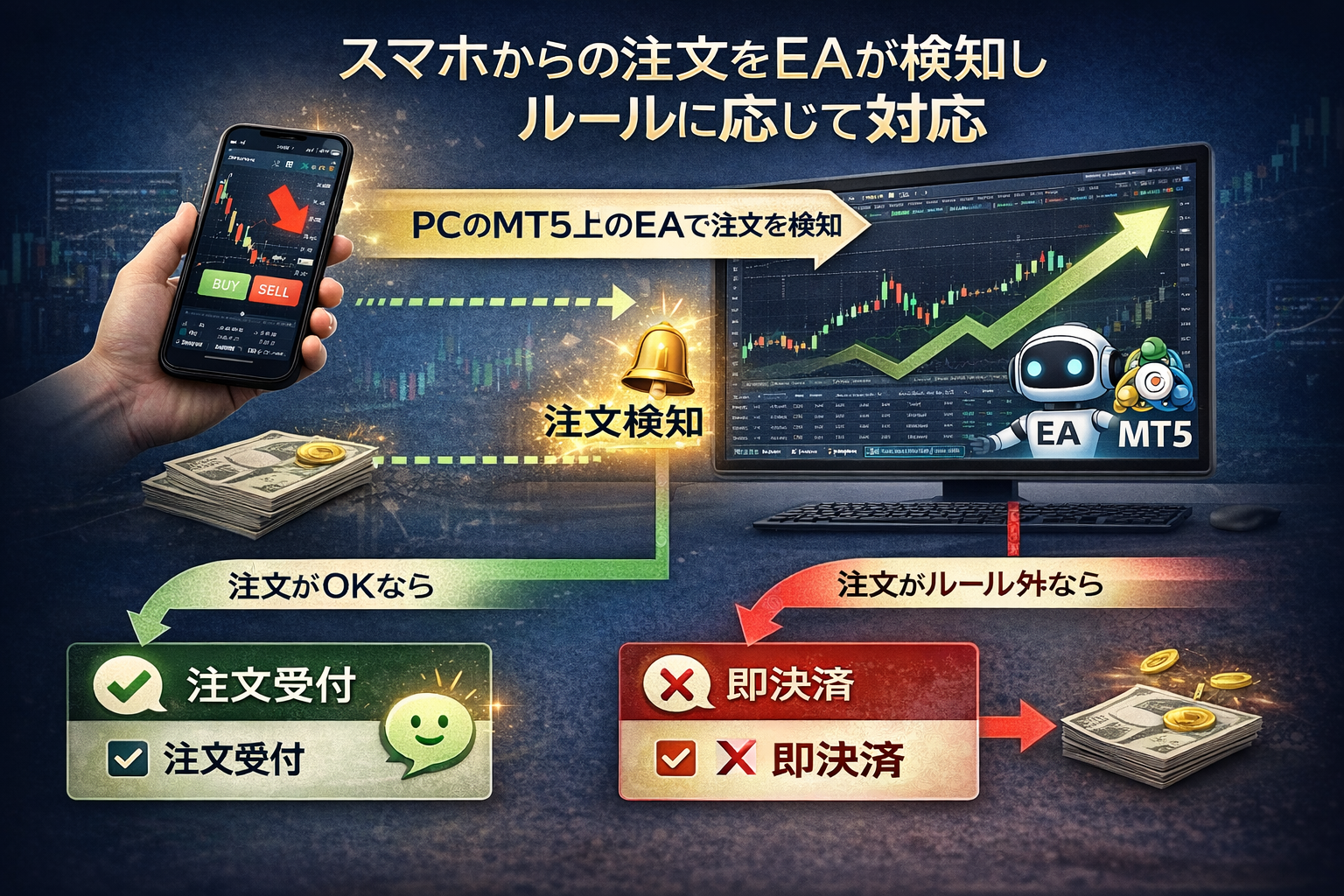 スマホ注文をEAが検出しルールに応じて制御する仕組み